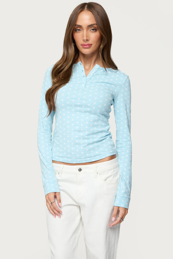 Keana Polka Dot Henley Top