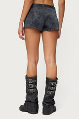 Rhiley Contrast Faux Suede Micro Shorts
