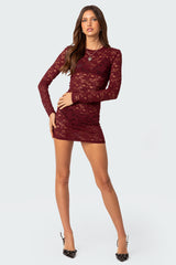 Surreal Sheer Lace Mini Dress