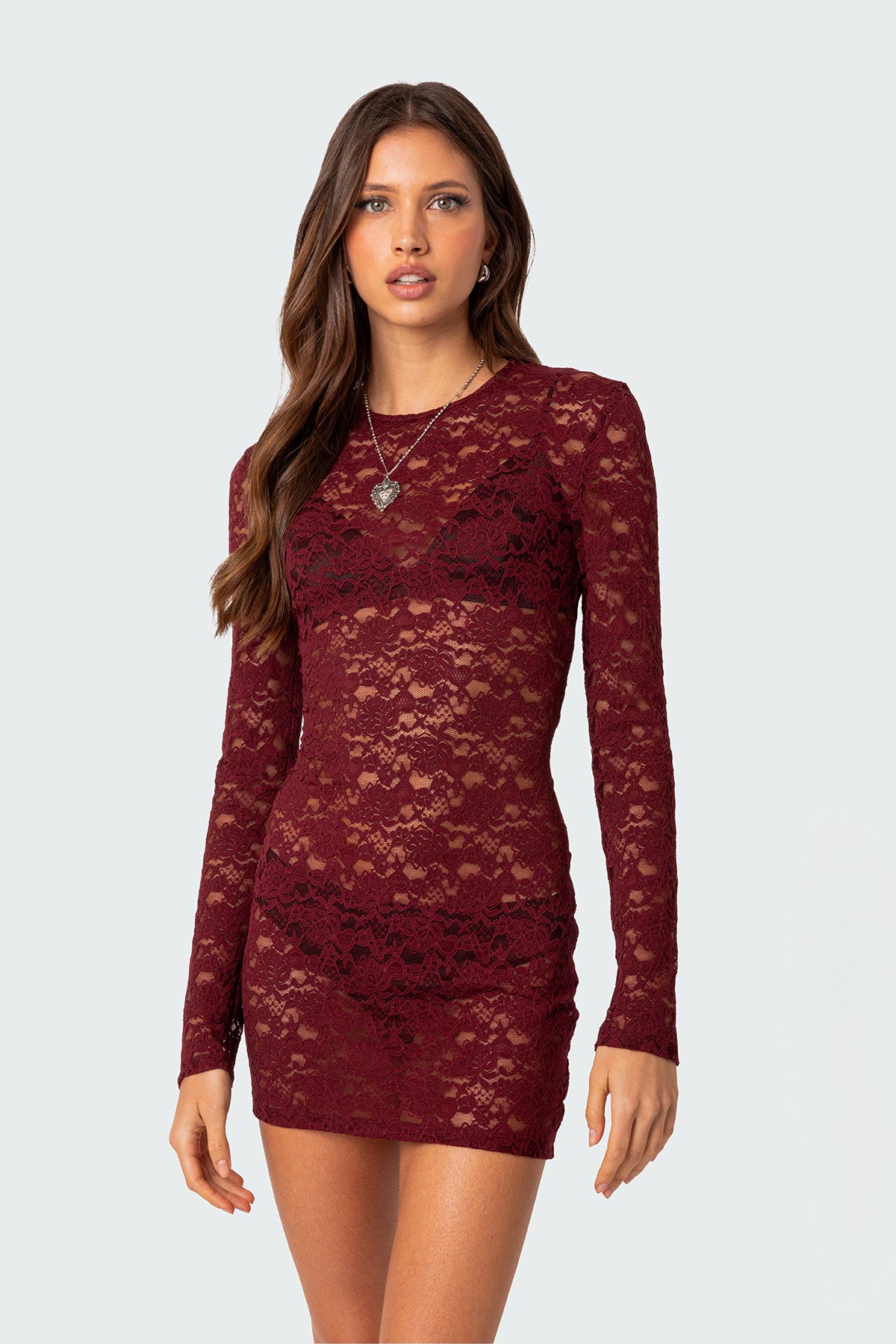 Surreal Sheer Lace Mini Dress