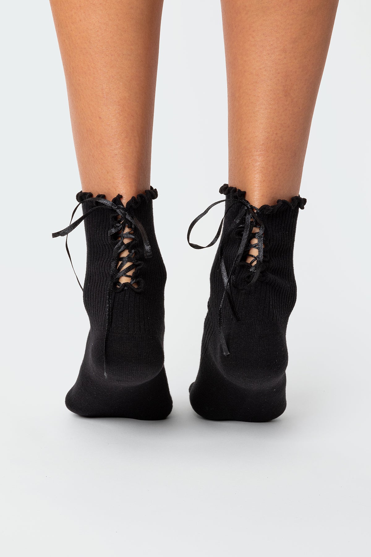 Lace Up Frilled Socks