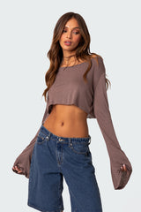 Sheer Raw Hem Crop Top