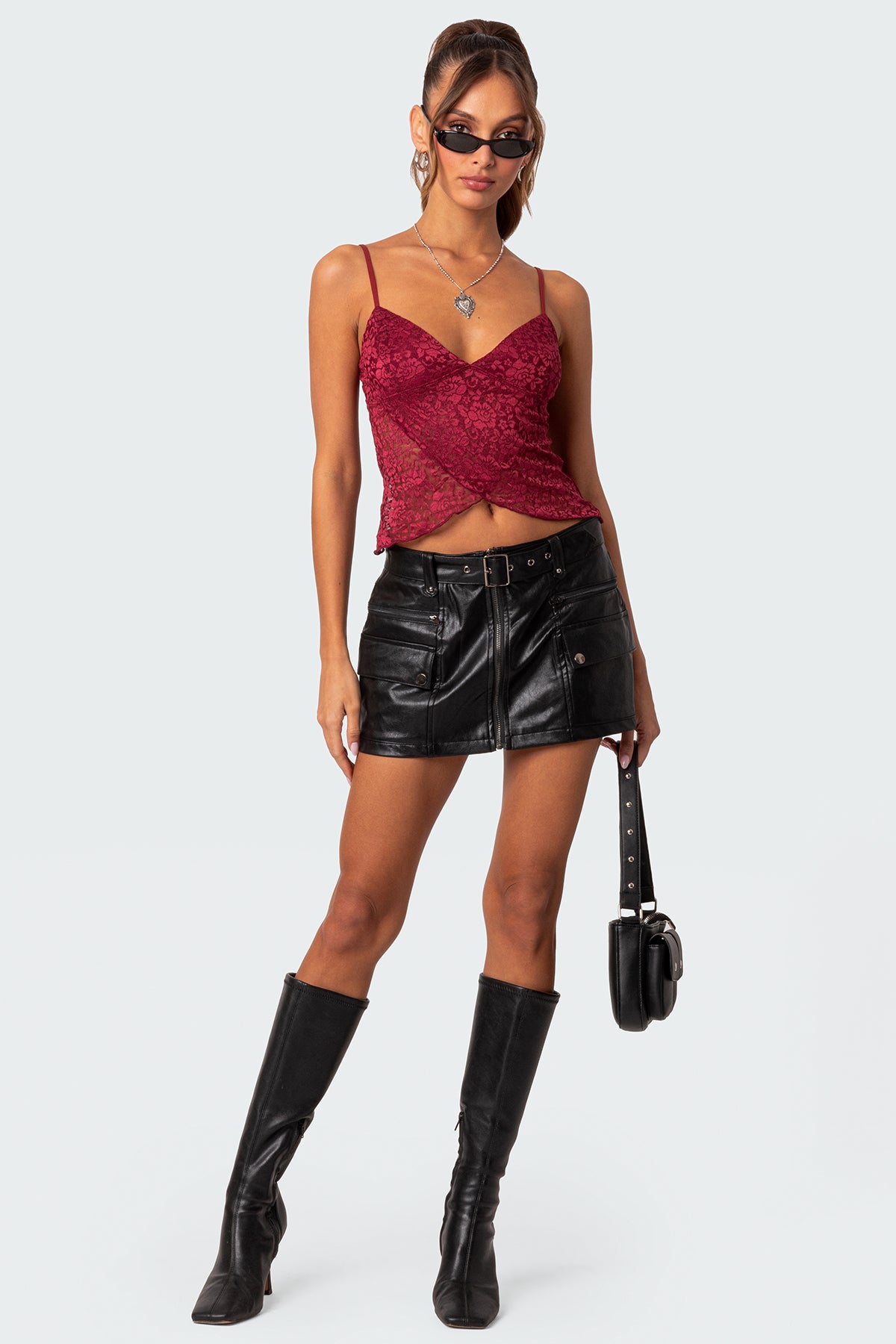 Faux Leather Cargo Mini Skirt