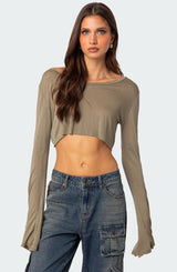 Sheer Raw Hem Crop Top