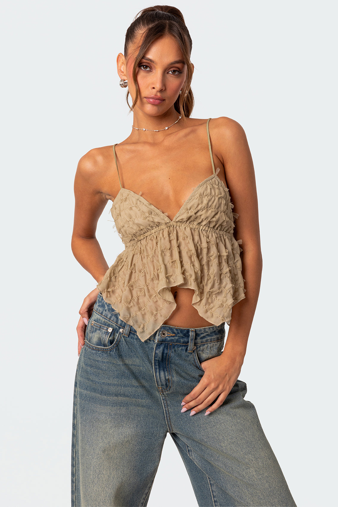 Flutter Frilled Tie Back Top