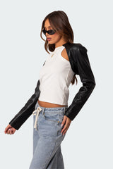 Faux Leather Shrug Jacket