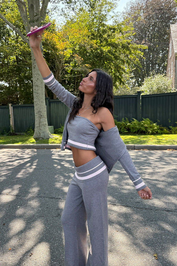 Kaliya Stripey Knit Zip Up Hoodie