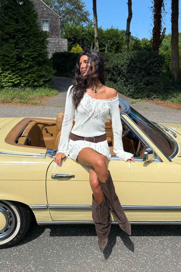 Shaia Pointelle Knit Mini Dress