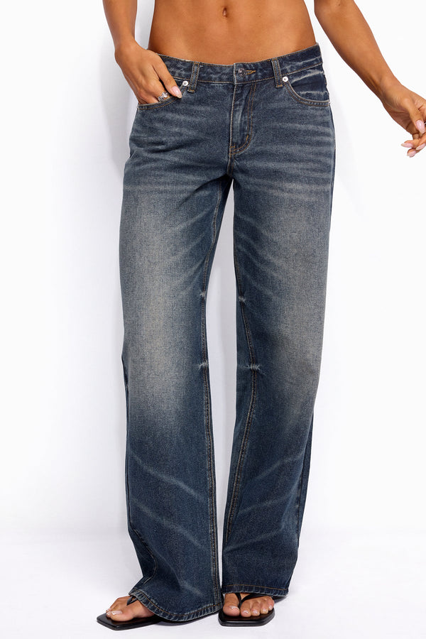 Raelynn Washed Low Rise Baggy Jeans