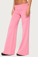 Wide Leg Foldover Trousers