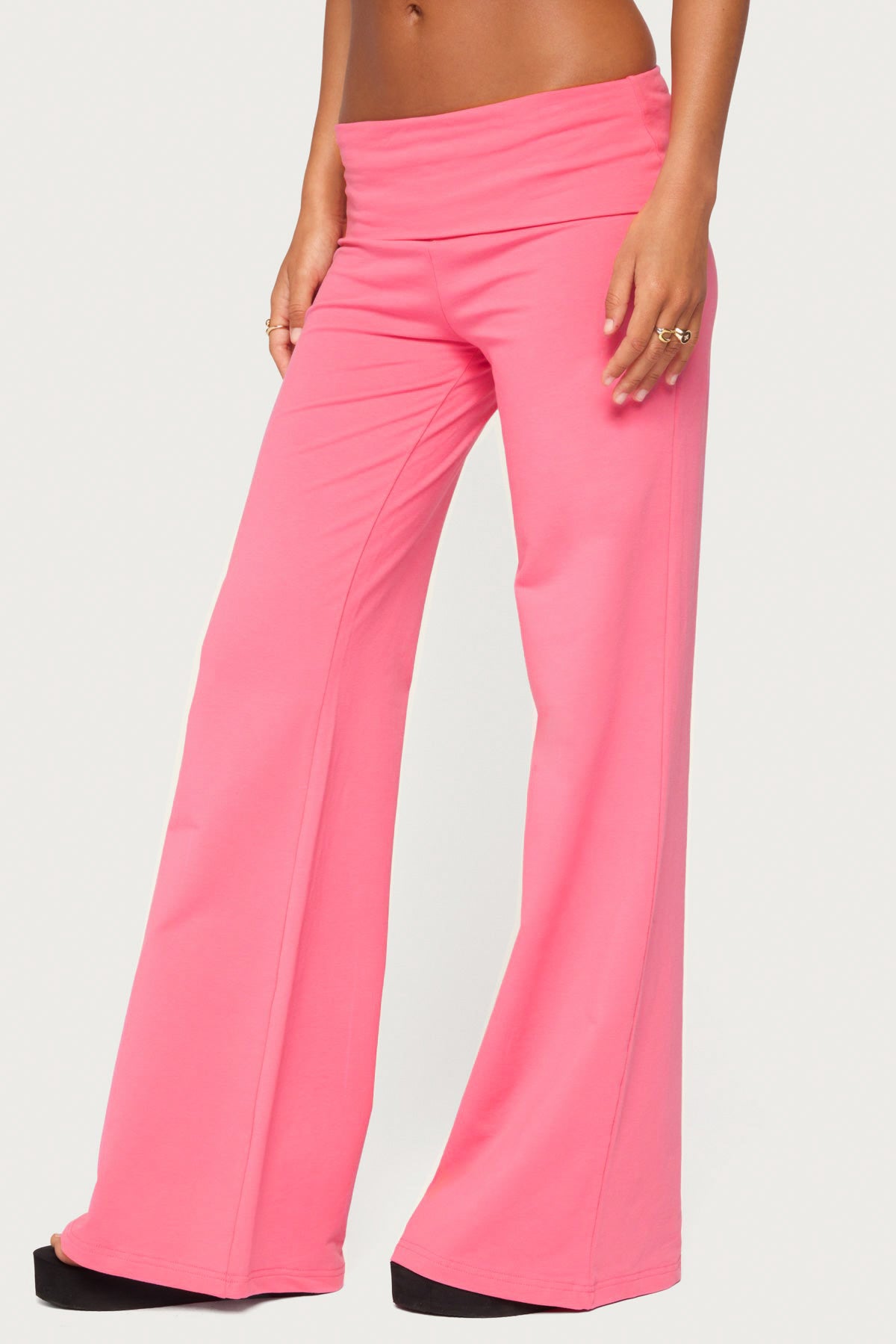 Wide Leg Foldover Trousers