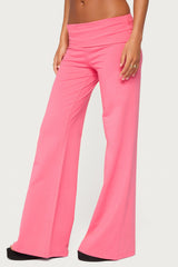 Wide Leg Foldover Trousers