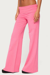 Wide Leg Foldover Trousers