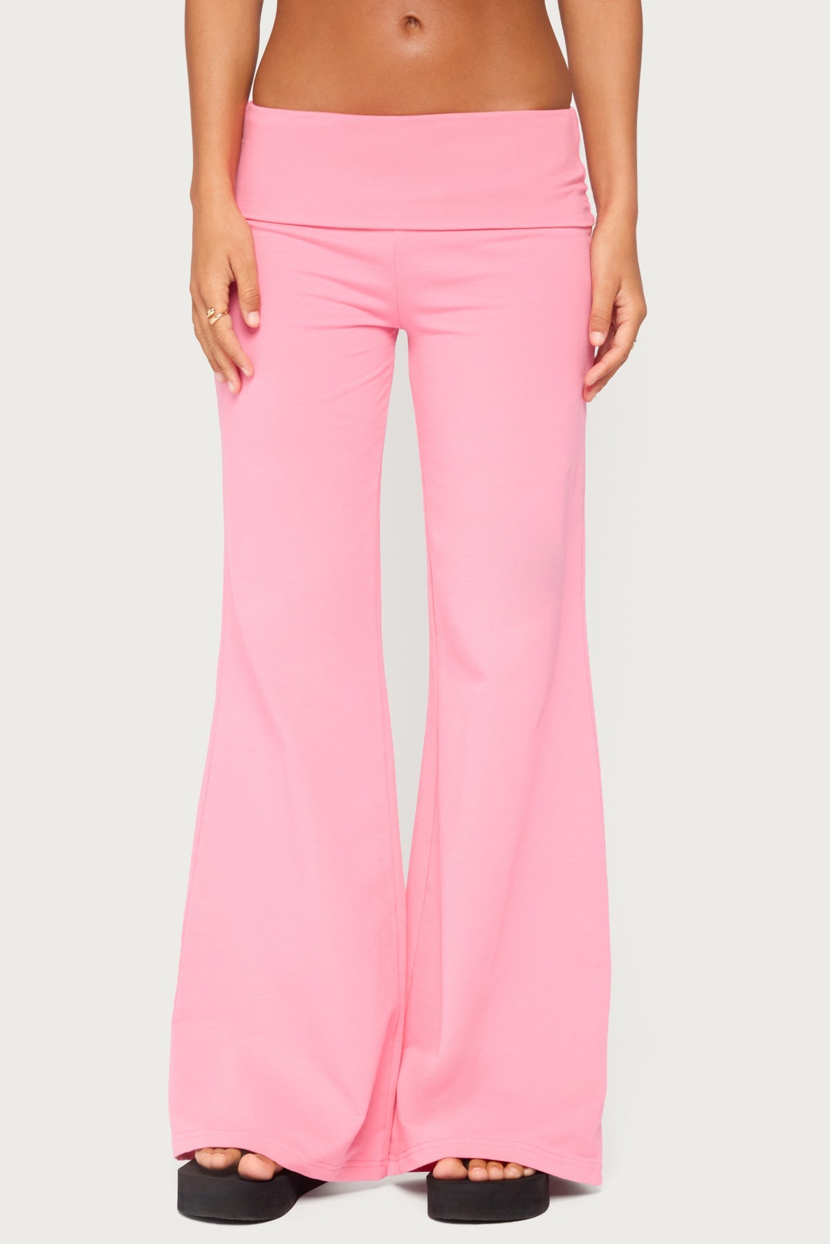 Wide Leg Foldover Trousers