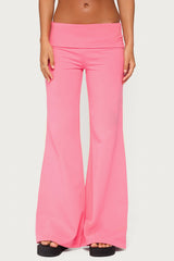 Wide Leg Foldover Trousers