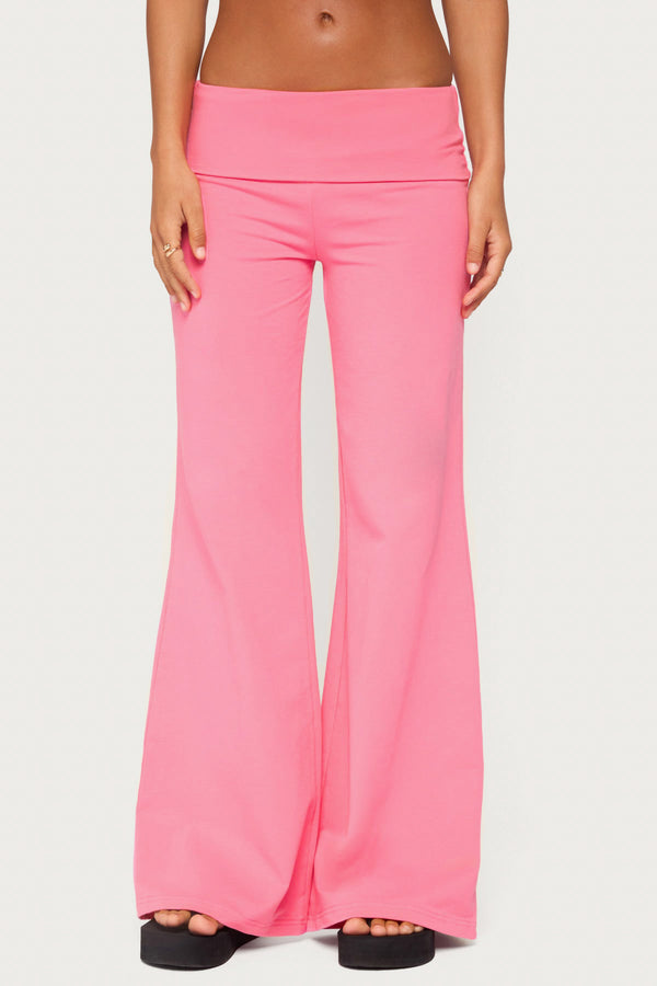 Wide Leg Foldover Trousers