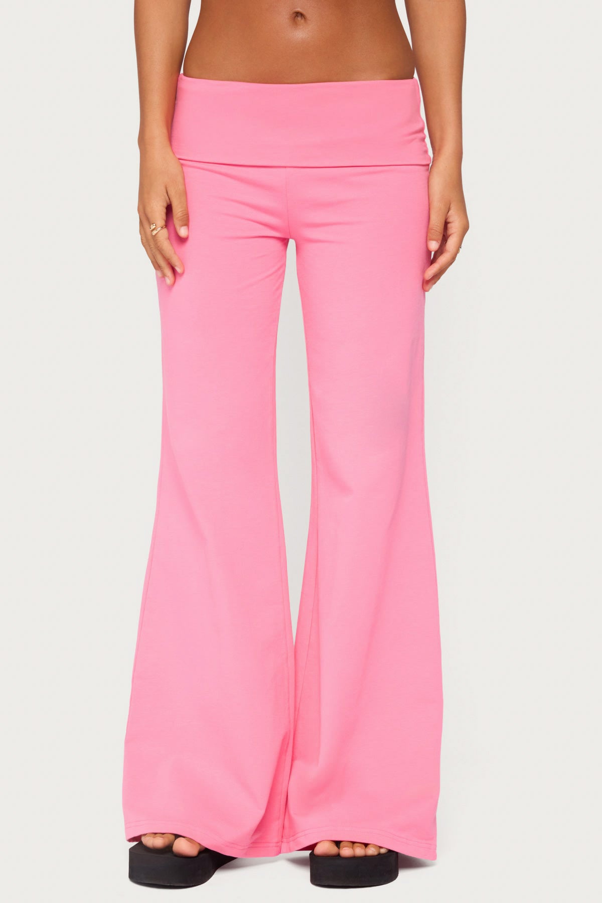 Wide Leg Foldover Trousers