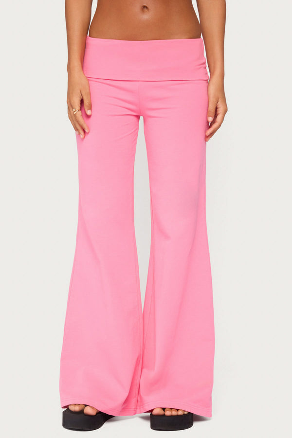 Wide Leg Foldover Trousers