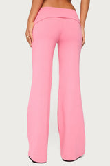 Wide Leg Foldover Trousers
