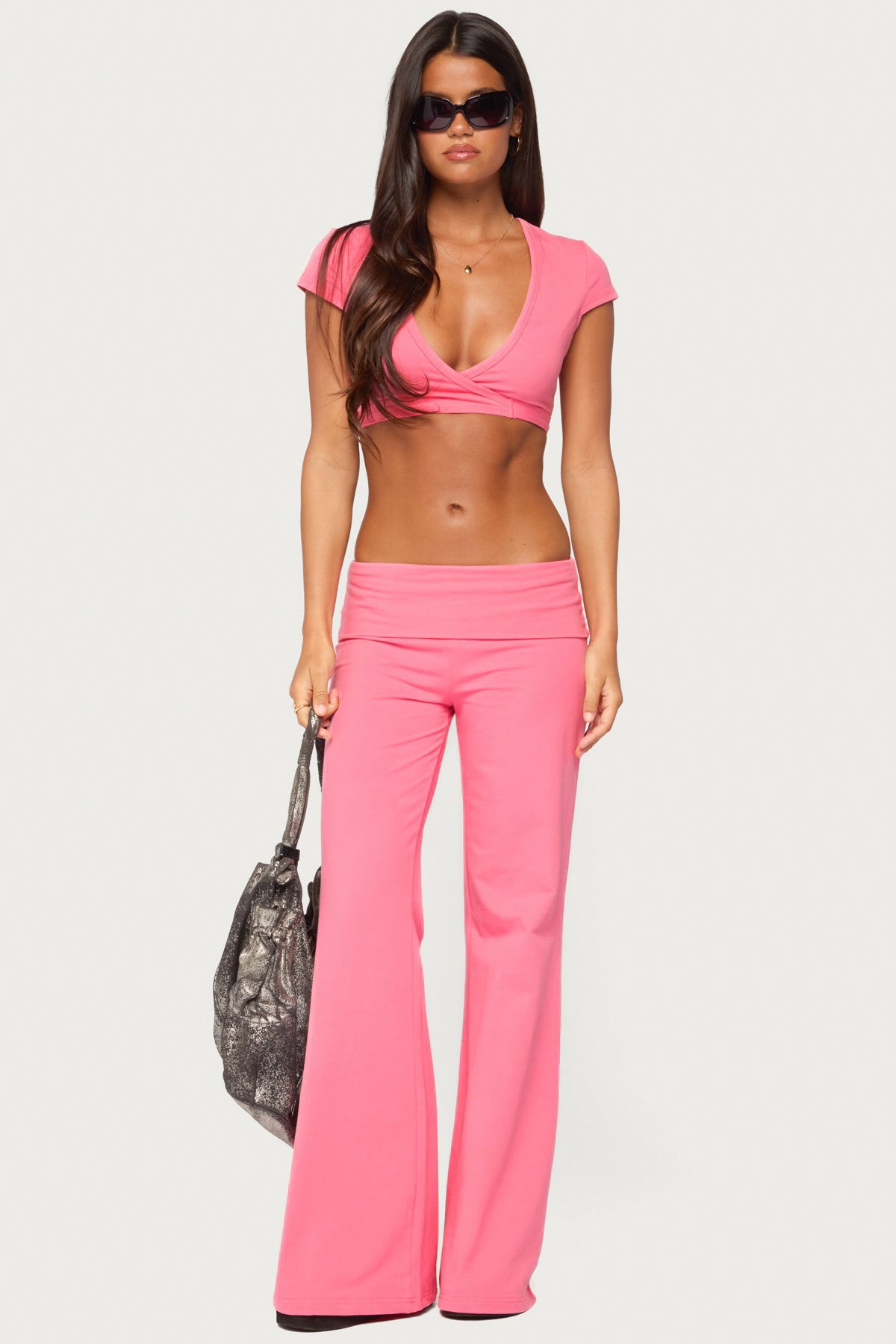 Wide Leg Foldover Trousers