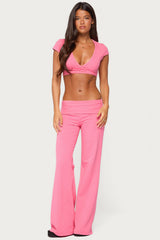 Wide Leg Foldover Trousers