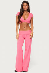 Wide Leg Foldover Trousers