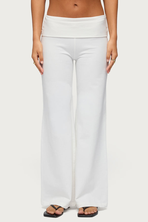 Wide Leg Foldover Trousers