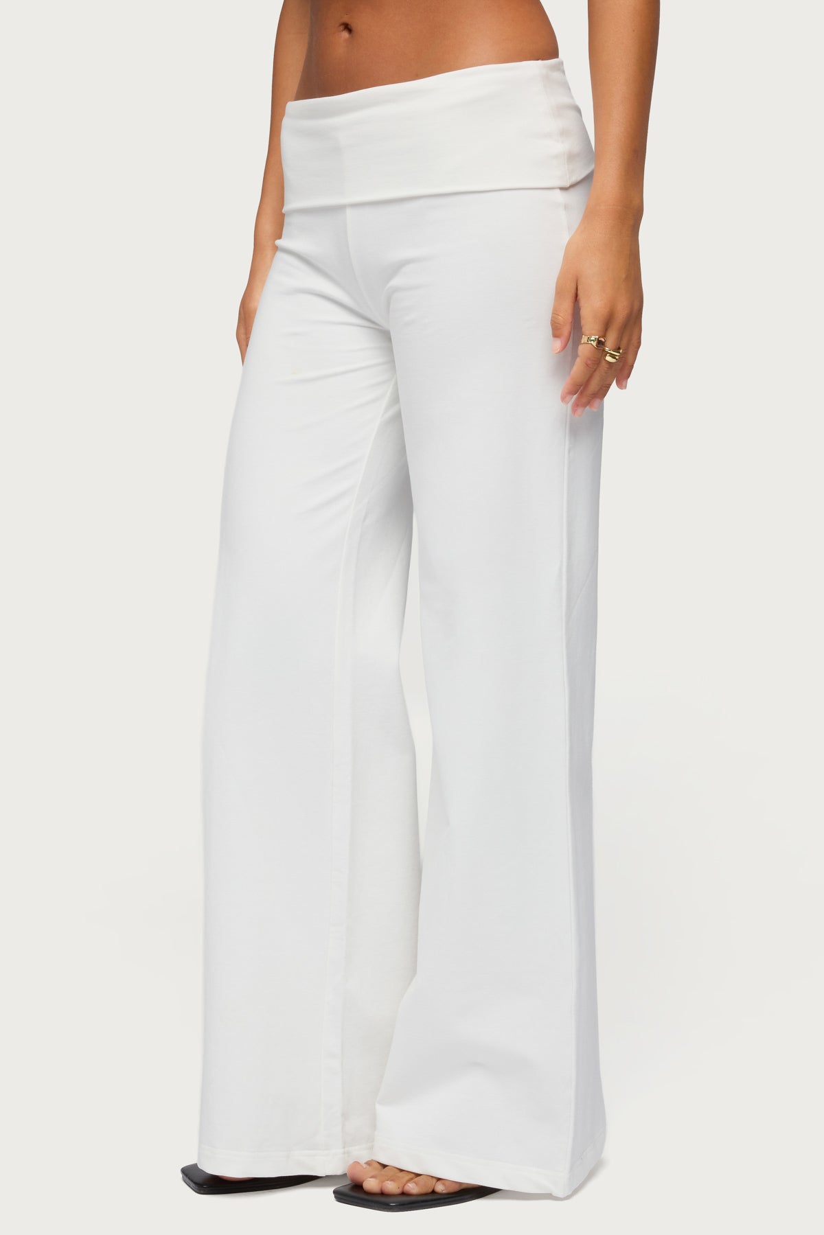 Wide Leg Foldover Trousers