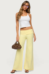 Wide Leg Foldover Trousers