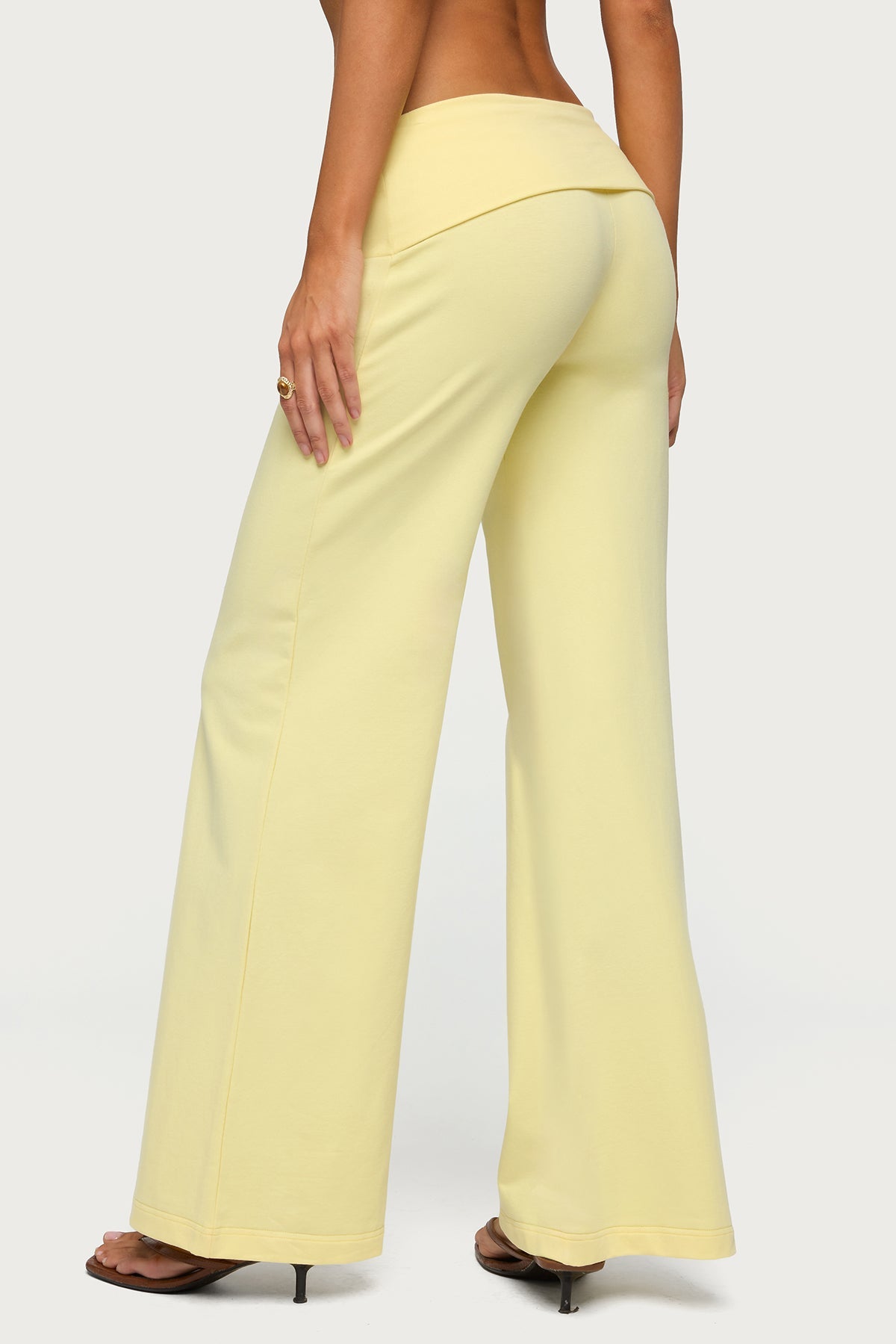 Wide Leg Foldover Trousers