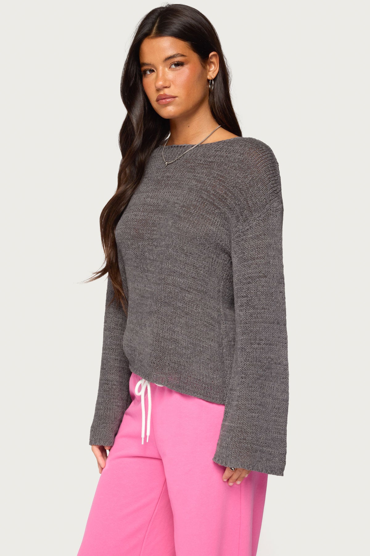 Drop Shoulder Light Knit Sweater