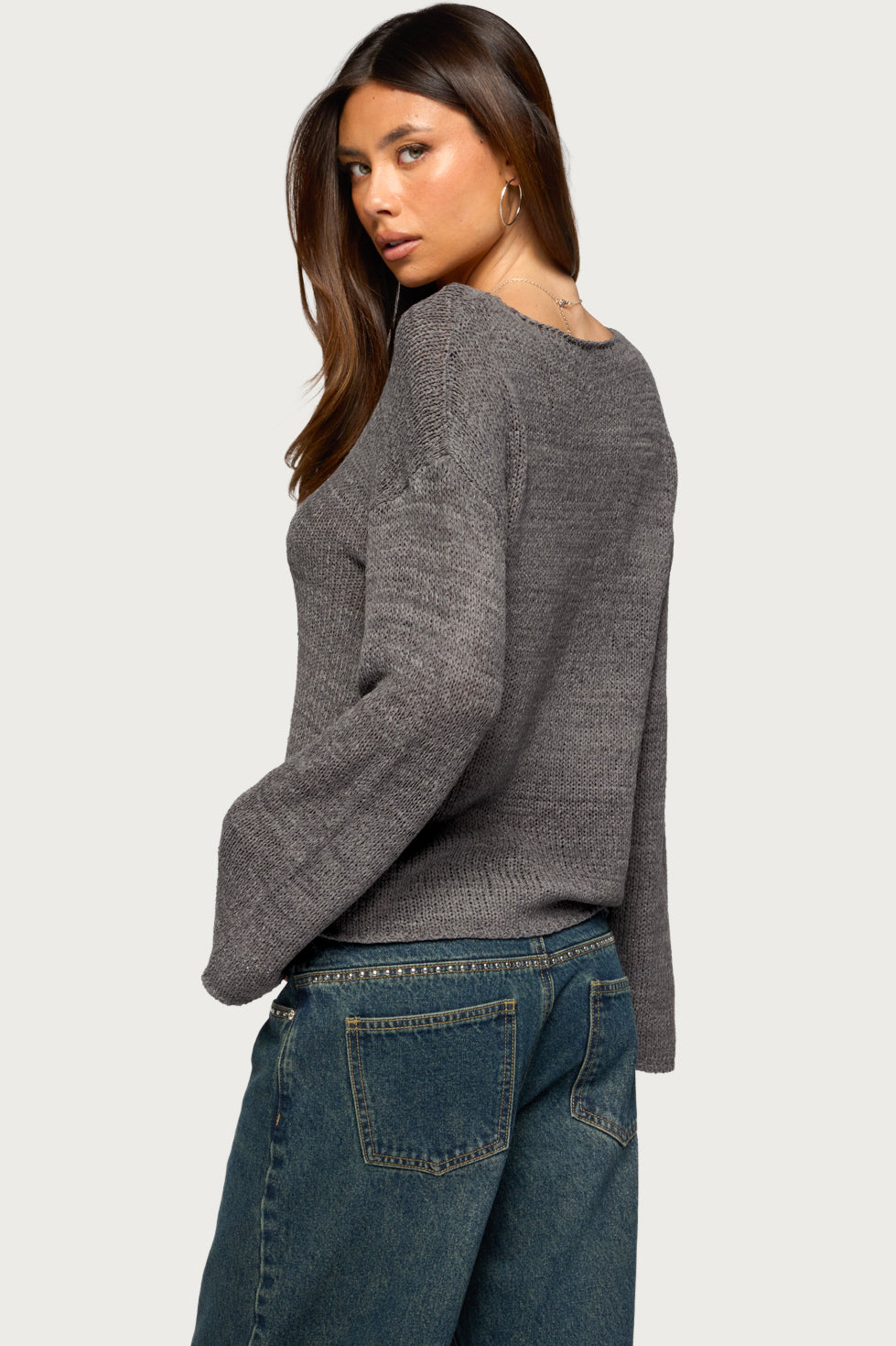Drop Shoulder Light Knit Sweater