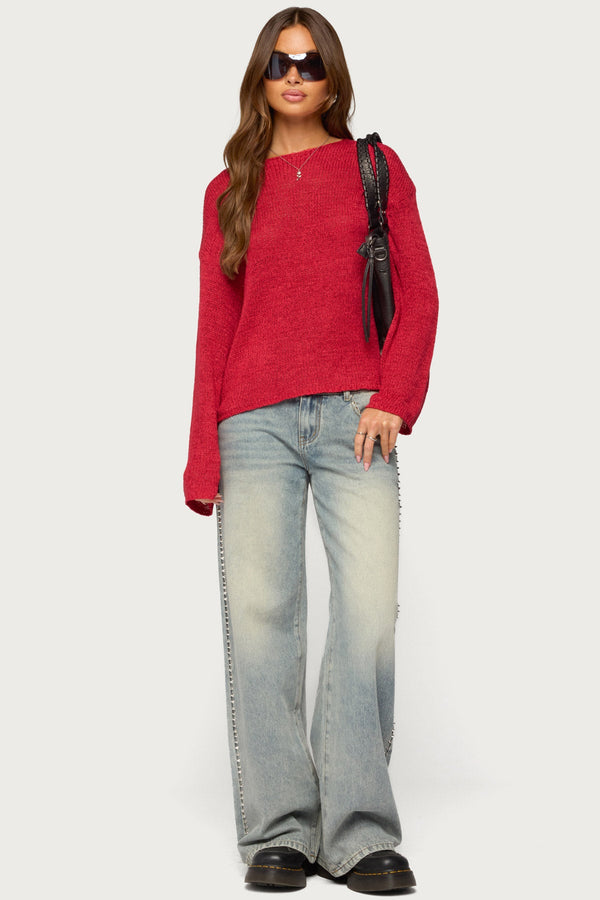 Drop Shoulder Light Knit Sweater