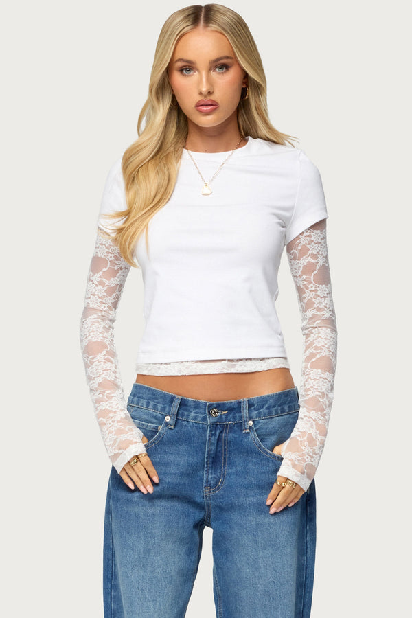 Layered Lace Sleeve Top view 1