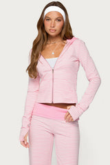 Meggy Striped Zip Up Hoodie