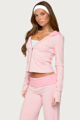 Meggy Striped Zip Up Hoodie