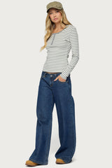 Roma Striped Henley Top