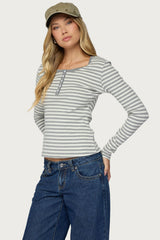Roma Striped Henley Top
