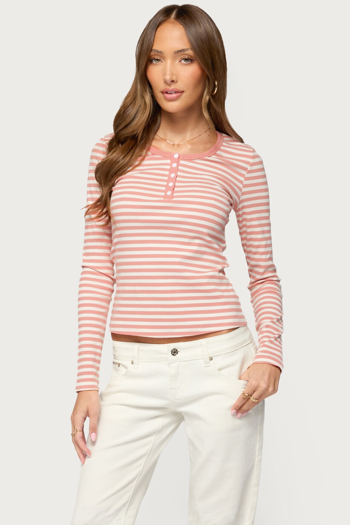 Roma Striped Henley Top