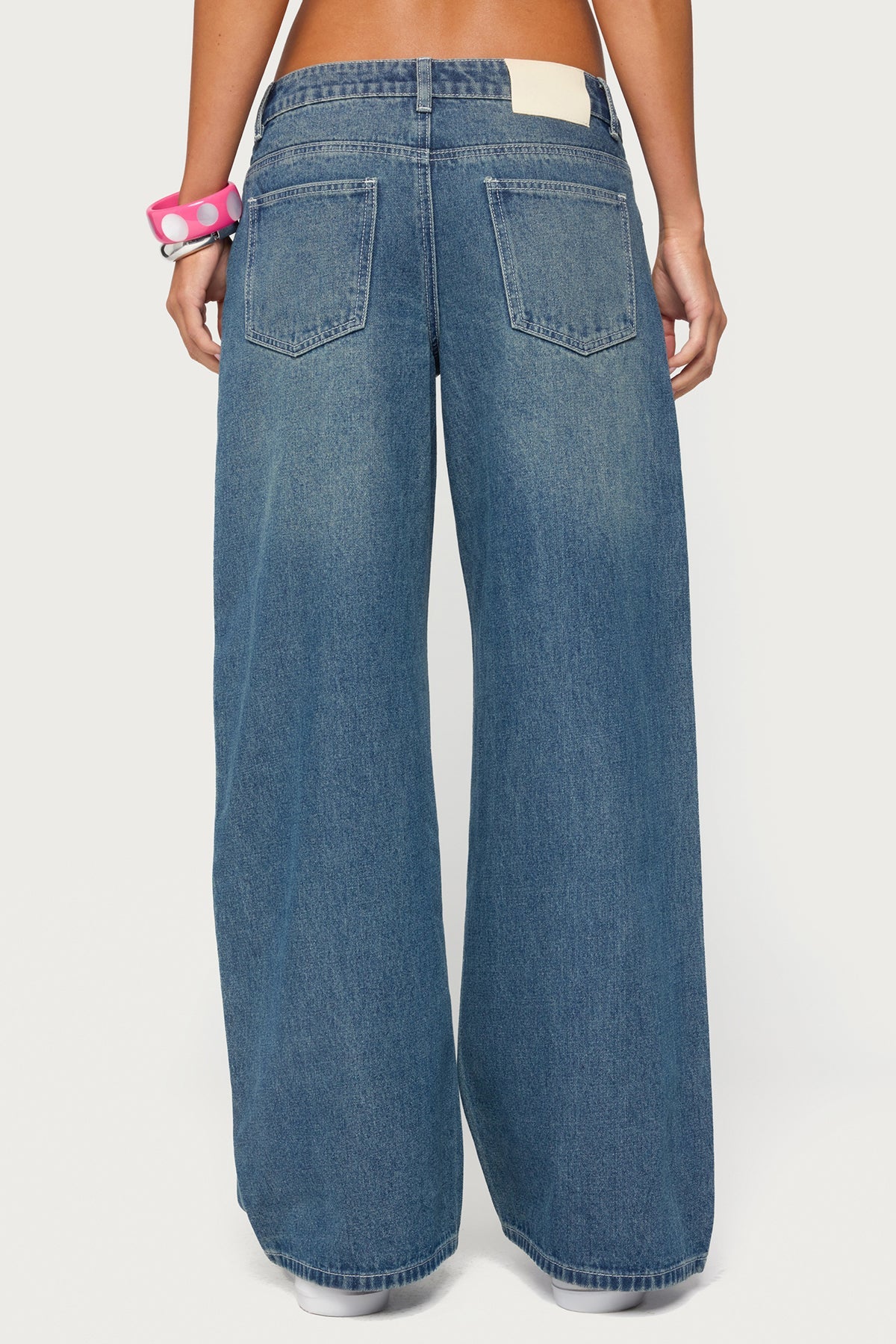Contrast Stitch Low Rise Baggy Jeans