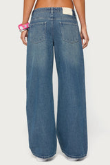 Contrast Stitch Low Rise Baggy Jeans