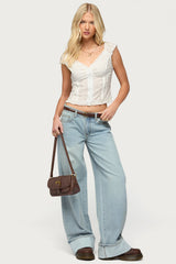 Contrast Heart Low Rise Baggy Jeans