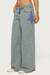 Trish Stars Low Rise Baggy Jeans