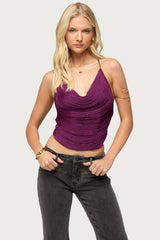 Elenie Fringed Cowl Neck Top