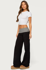 Meshey Striped Foldover Trousers