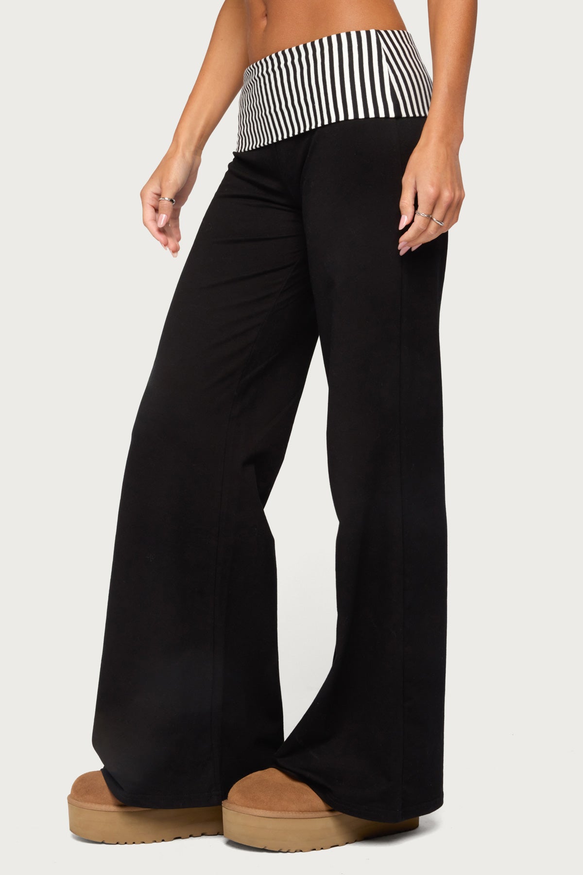 Meshey Striped Foldover Trousers