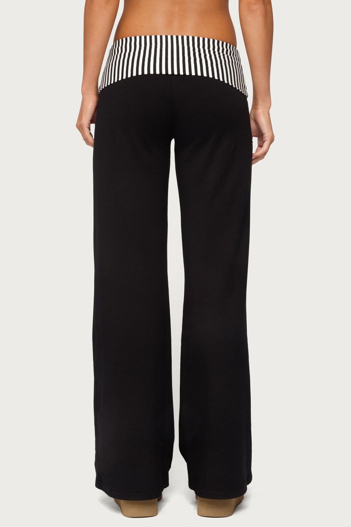 Meshey Striped Foldover Trousers