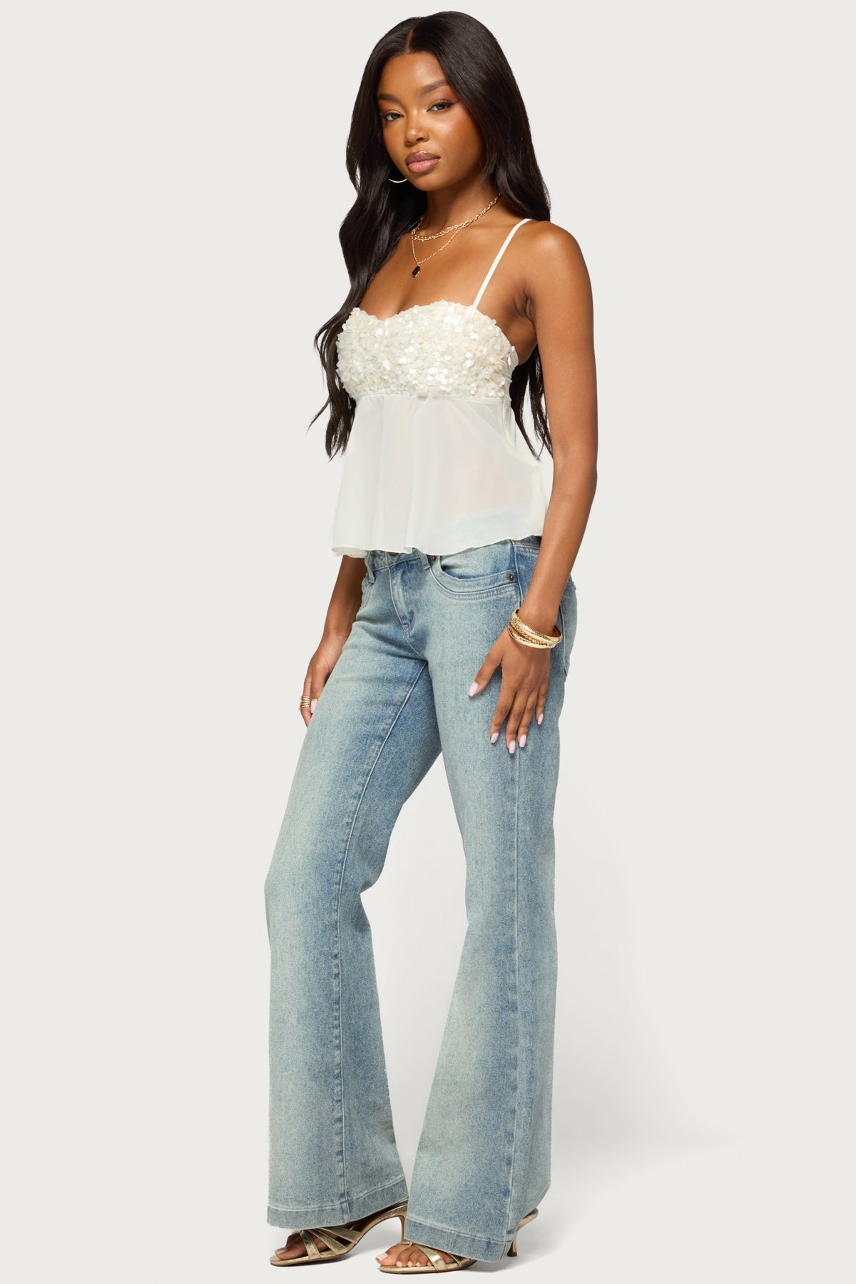 Vella Sequin Sheer Chiffon Top
