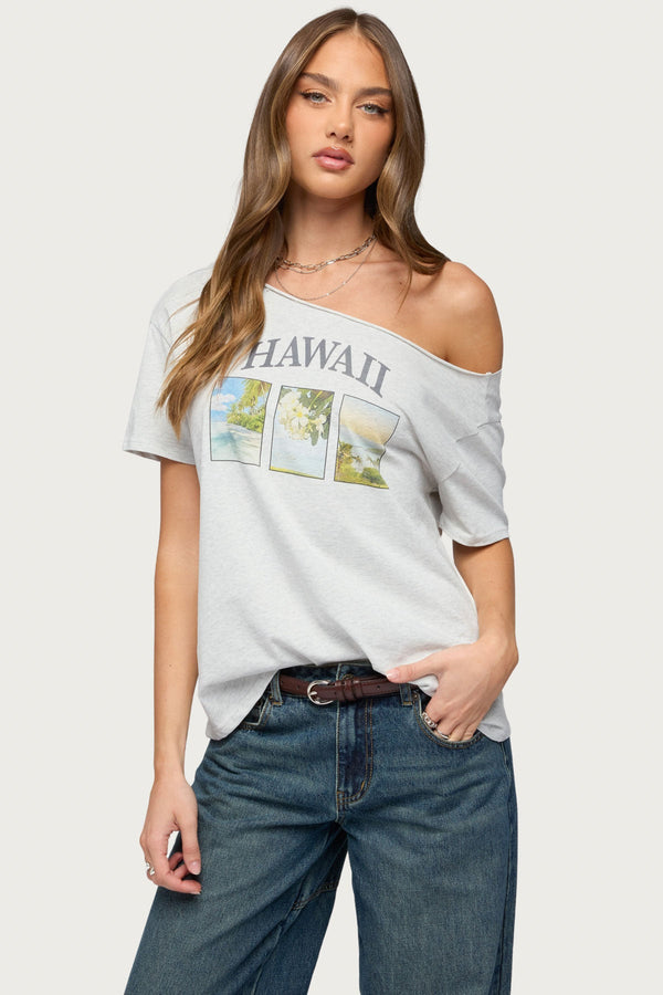 Hawaiian Babe Off Shoulder T Shirt