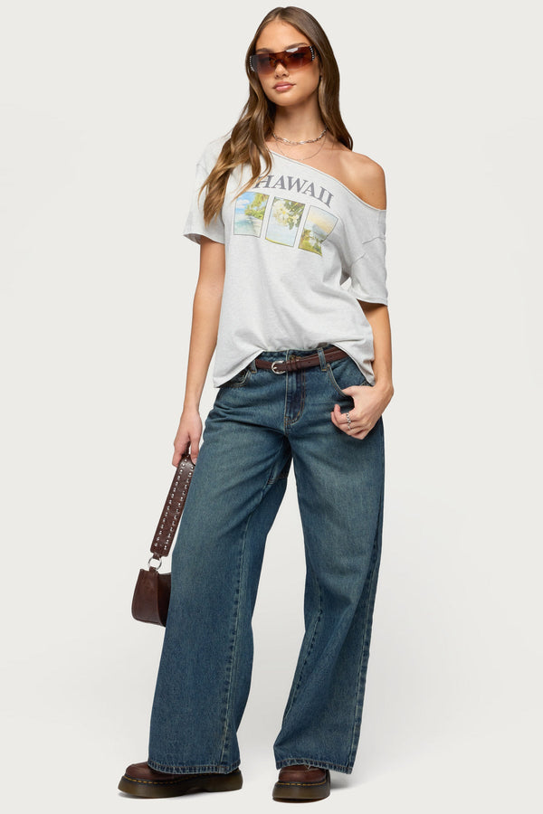 Hawaiian Babe Off Shoulder T Shirt